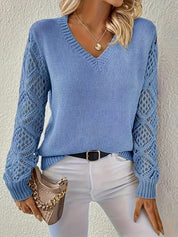 Maglione Donna Elegante Maniche Lunghe Scollo a V Casual Vestibilità Regolare per Ogni Occasione 5