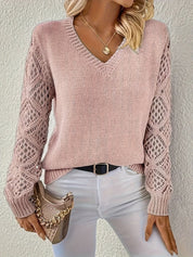 Maglione Donna Elegante Maniche Lunghe Scollo a V Casual Vestibilità Regolare per Ogni Occasione 6