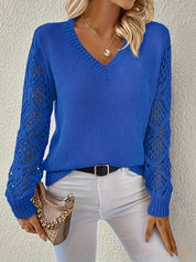 Maglione Donna Elegante Maniche Lunghe Scollo a V Casual Vestibilità Regolare per Ogni Occasione 7