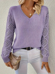 Maglione Donna Elegante Maniche Lunghe Scollo a V Casual Vestibilità Regolare per Ogni Occasione 8