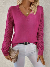 Maglione Donna Elegante Maniche Lunghe Scollo a V Casual Vestibilità Regolare per Ogni Occasione 9