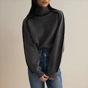 Maglione Donna Oversize Collo Alto con Strisce a Contrasto Casual Elegante 8