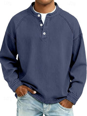 Maglione Uomo Retro Henley Maniche Lunghe Look Vintage Casual Elegante 6