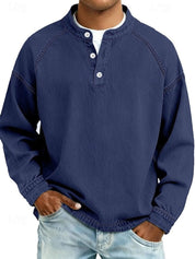 Maglione Uomo Retro Henley Maniche Lunghe Look Vintage Casual Elegante 9