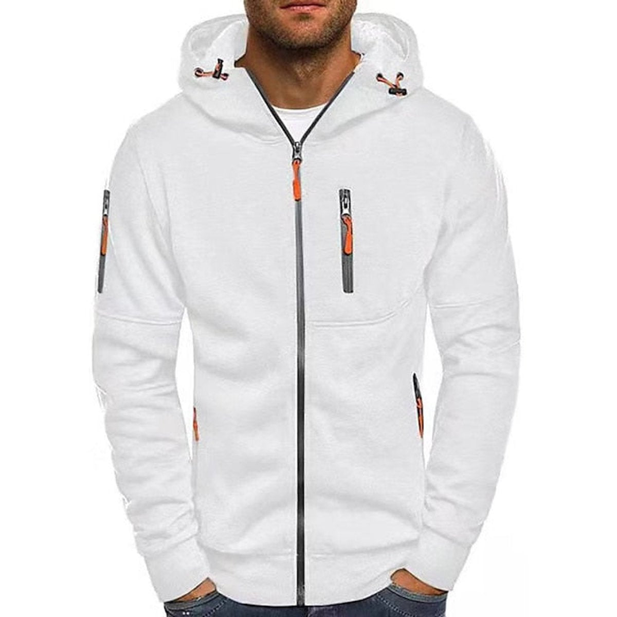 Maglione Uomo con Cappuccio e Zip Lavorato a Maglia Casual e Confortevole 0
