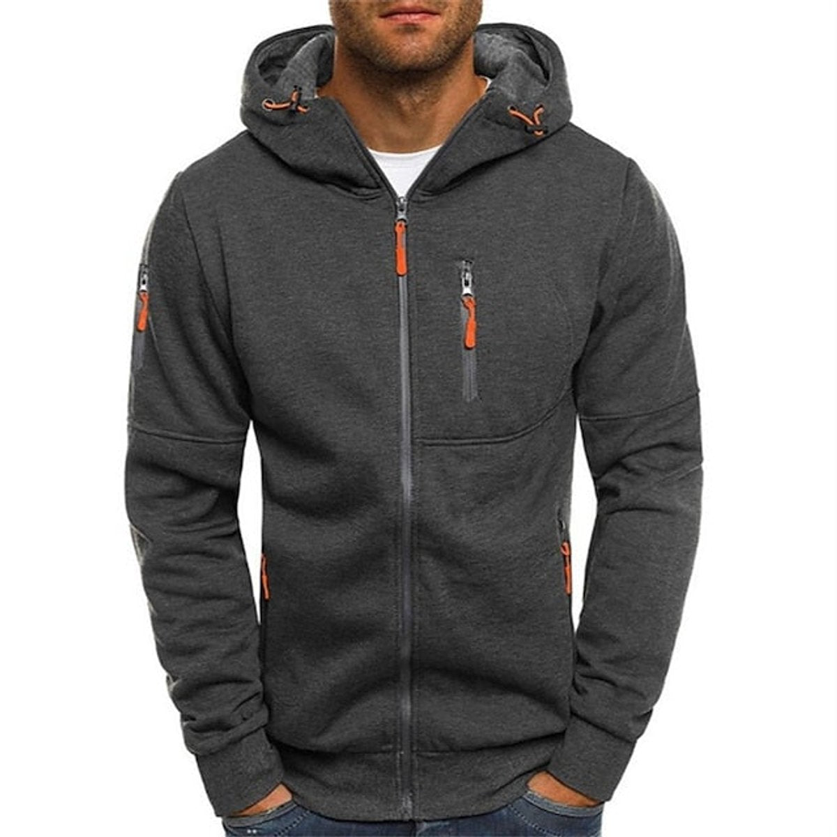 Maglione Uomo con Cappuccio e Zip Lavorato a Maglia Casual e Confortevole 1