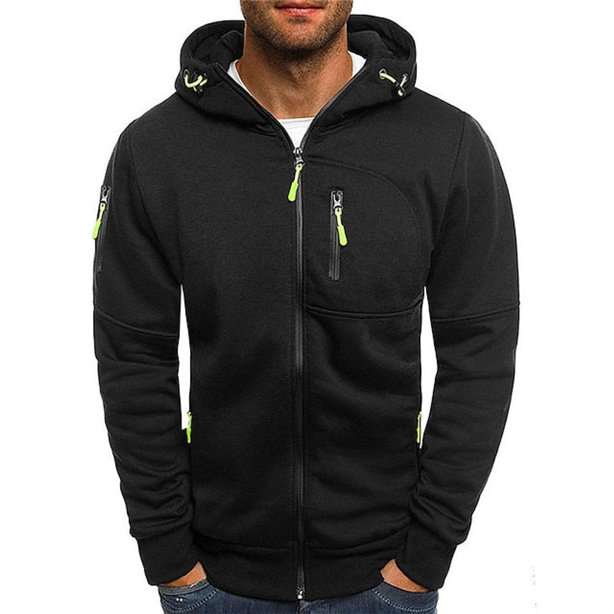 Maglione Uomo con Cappuccio e Zip Lavorato a Maglia Casual e Confortevole 2