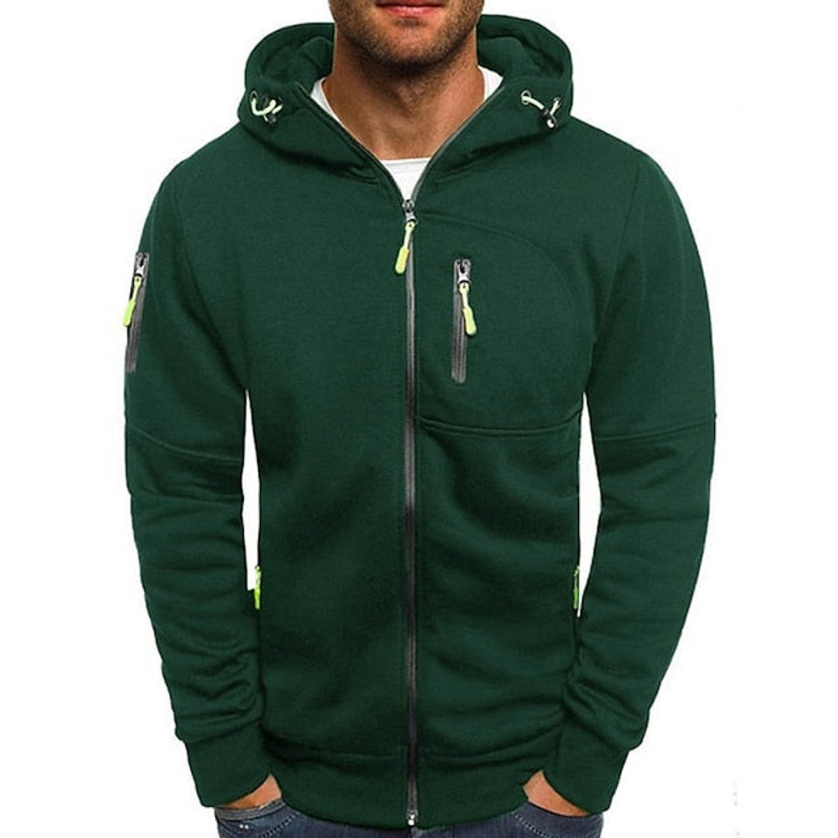 Maglione Uomo con Cappuccio e Zip Lavorato a Maglia Casual e Confortevole 3