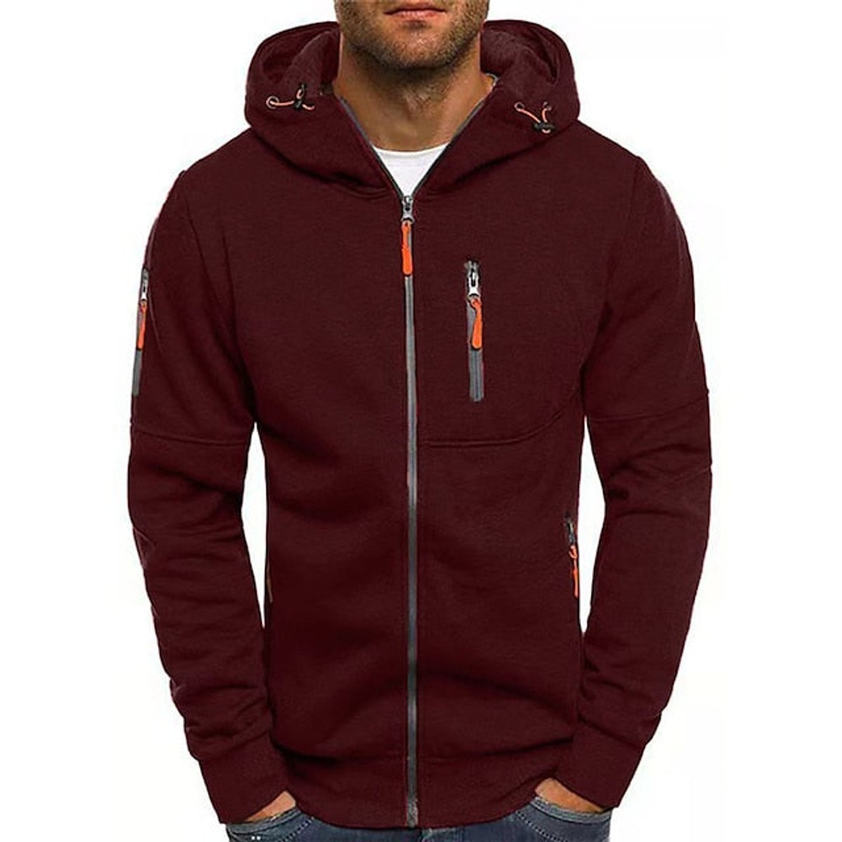 Maglione Uomo con Cappuccio e Zip Lavorato a Maglia Casual e Confortevole 4