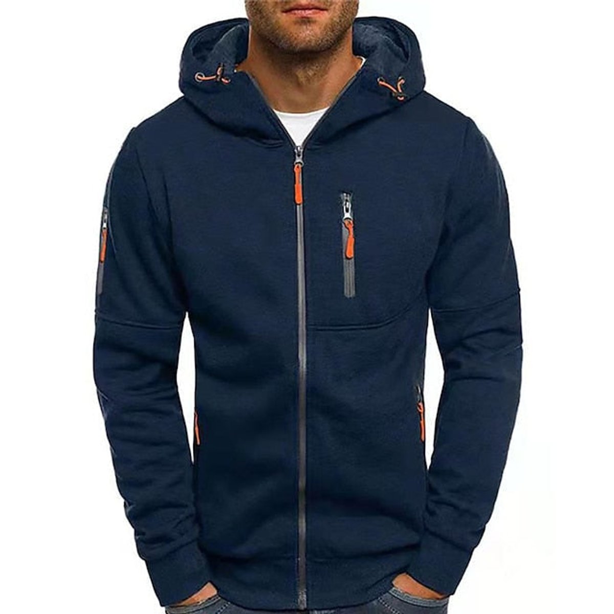 Maglione Uomo con Cappuccio e Zip Lavorato a Maglia Casual e Confortevole 7