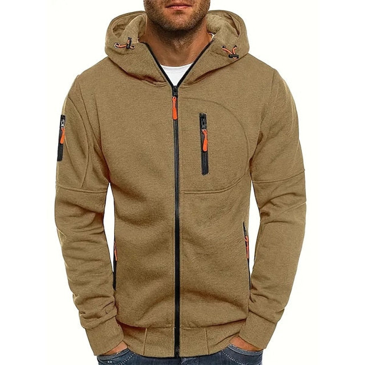 Maglione Uomo con Cappuccio e Zip Lavorato a Maglia Casual e Confortevole 8