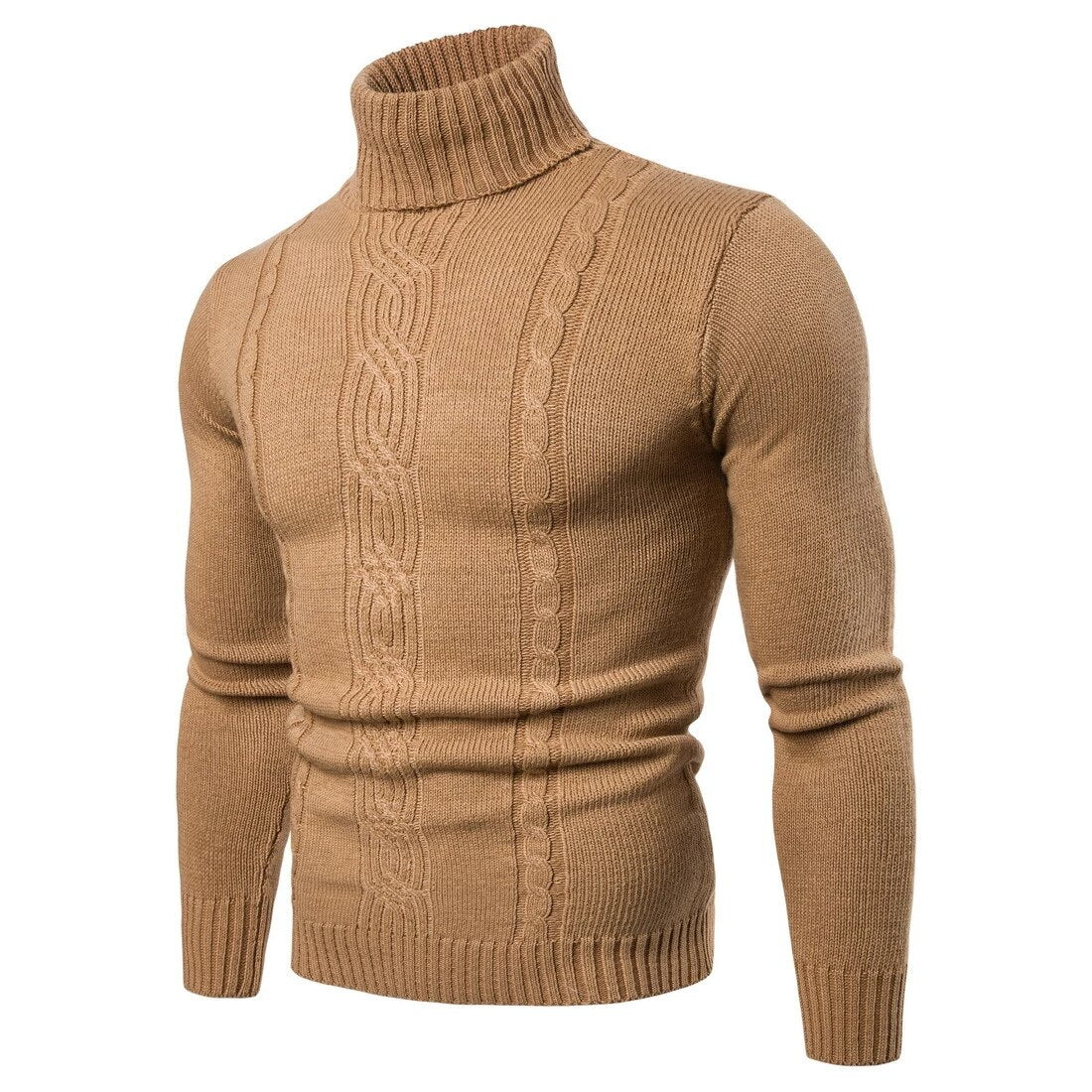 Maglione a collo alto da uomo - Maglia a trecce - Caldo e strutturato - Polsini e orlo a coste 0