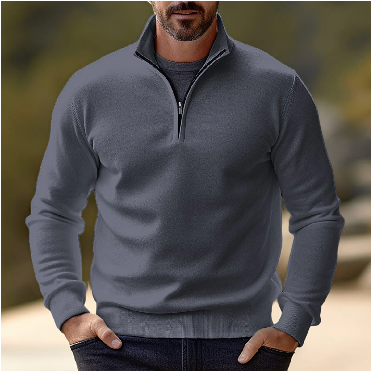 Maglione casual con mezza zip | Maglia morbida, traspirante, ideale per vestirsi a strati 1