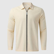 Maglione con cerniera da uomo – Maglia a nido d'ape – Design aderente – Abbigliamento casual a maniche lunghe 5