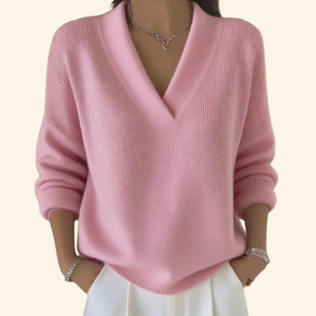 Maglione da Donna Elegante con Scollo a V per Stile e Comfort, Perfetto per Ogni Occasione - Maglioni Donna Trendy 1