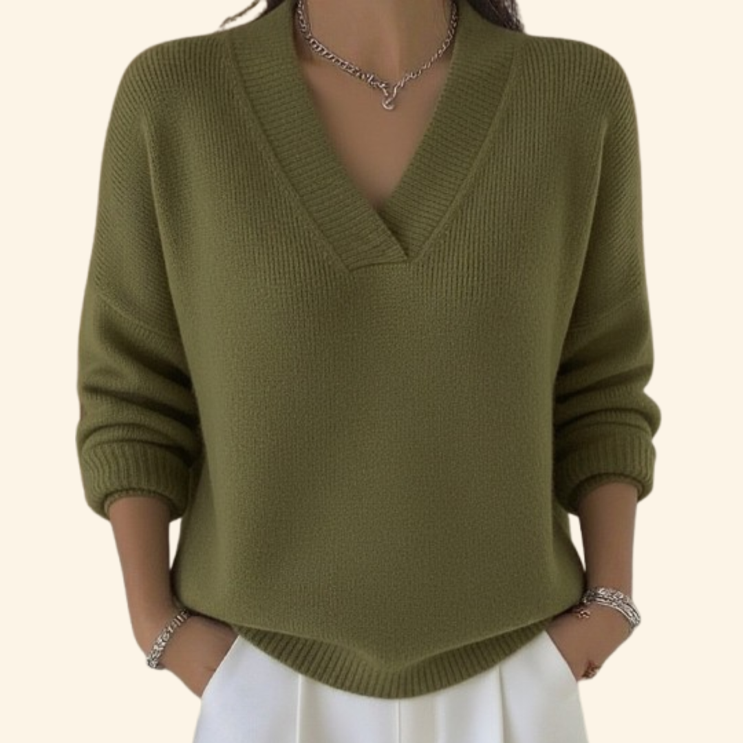 Maglione da Donna Elegante con Scollo a V per Stile e Comfort, Perfetto per Ogni Occasione - Maglioni Donna Trendy 2