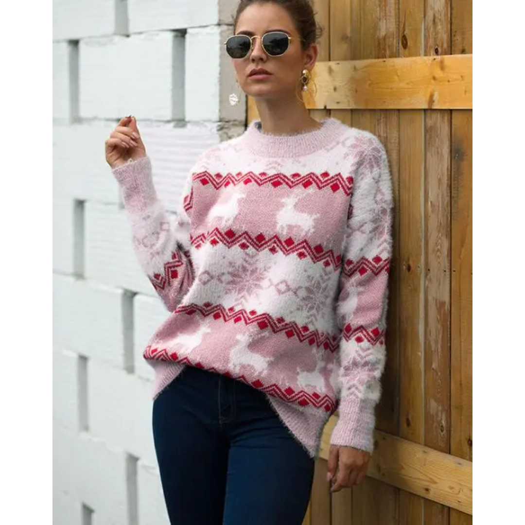 Maglione natalizio da donna in caldo tessuto misto 0