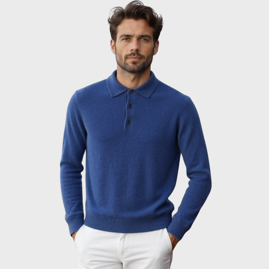 Maglione polo da uomo – Lana Merino – Vestibilità standard – Abbottonatura – Rifiniture a coste 1