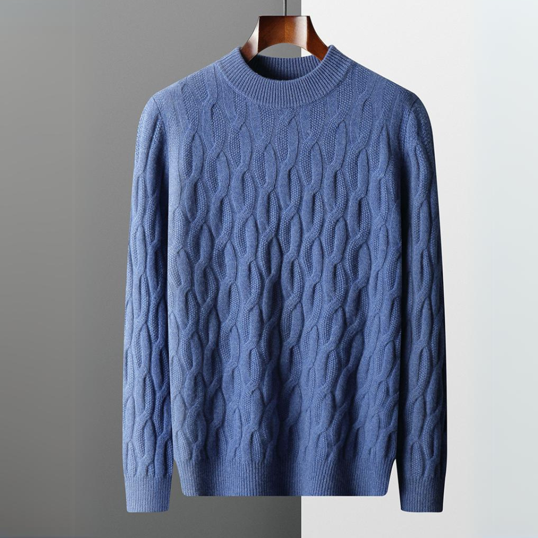 Maglione unisex in cashmere – Vestibilità rilassata – Maglia a trecce – Girocollo a coste 4