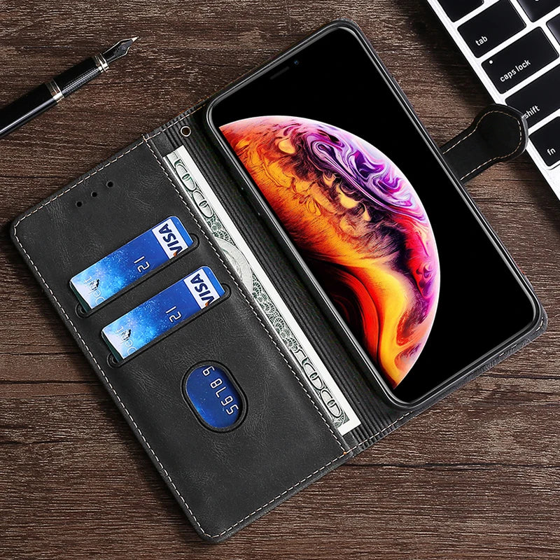 Magnetische Leder Wallet Case für iPhone mit Kartenlagerung 4