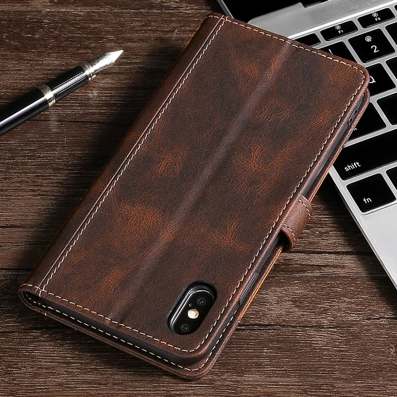 Magnetische Leder Wallet Case für iPhone mit Kartenlagerung 5