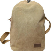 Zaino in tela beige, design minimalista, con spallacci regolabili e tasca frontale. Ideale per scuola, lavoro e viaggi.