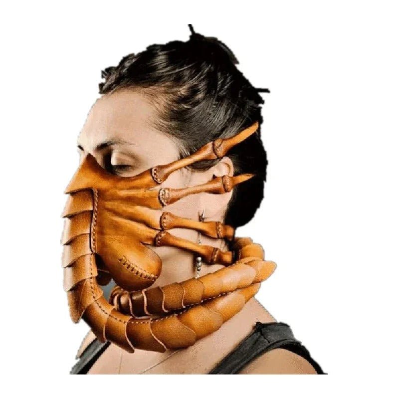 Maschera da insetto spaventosa in gomma horror a mezza faccia - Maschera da alieno per Halloween, costume da scorpione, accessorio per feste e cosplay 4