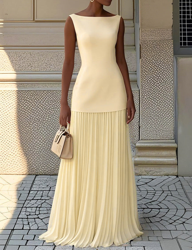 Maxi Abito Elegante Donna con Design Fluido e Scollo Senza Maniche 4