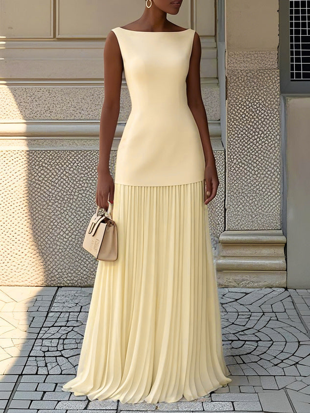 Maxi Abito Elegante Donna con Design Fluido e Scollo Senza Maniche 4