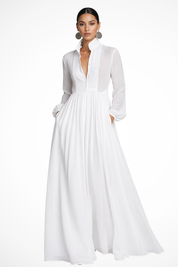 Maxi Abito Lungo da Donna con Maniche Lunghe e Bottoni - Elegante e Versatile per Occasioni Speciali 2