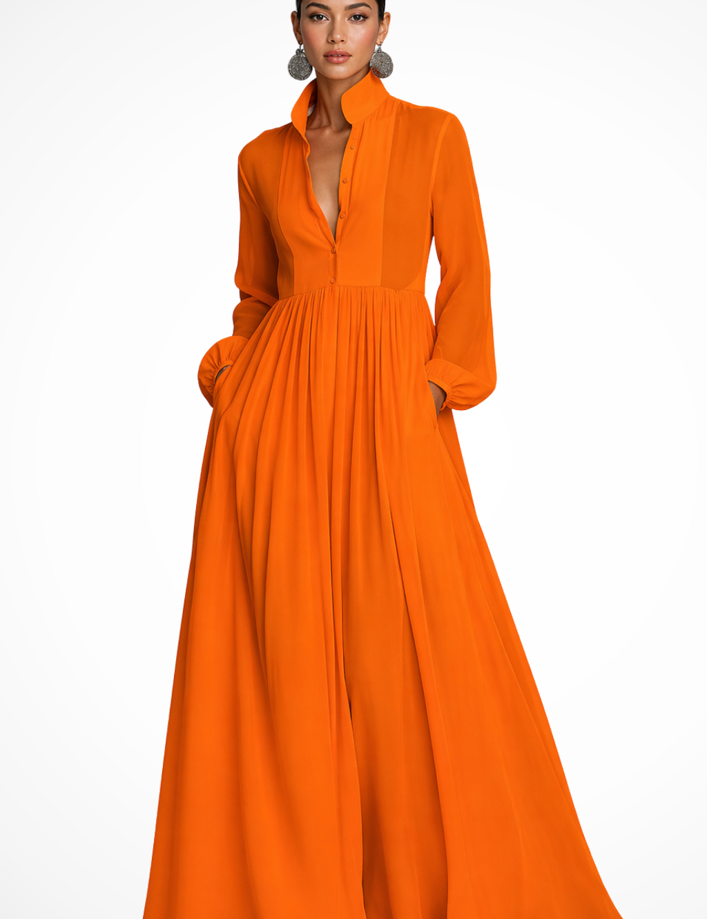 Maxi Abito Lungo da Donna con Maniche Lunghe e Bottoni - Elegante e Versatile per Occasioni Speciali 5