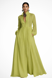 Maxi Abito Lungo da Donna con Maniche Lunghe e Bottoni - Elegante e Versatile per Occasioni Speciali 6