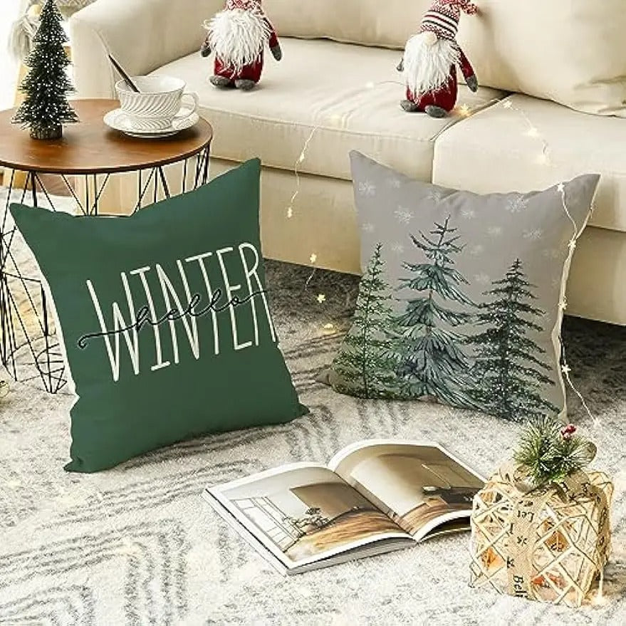 MerryCushion – Federa per cuscino natalizio verde con ricamo festivo 1