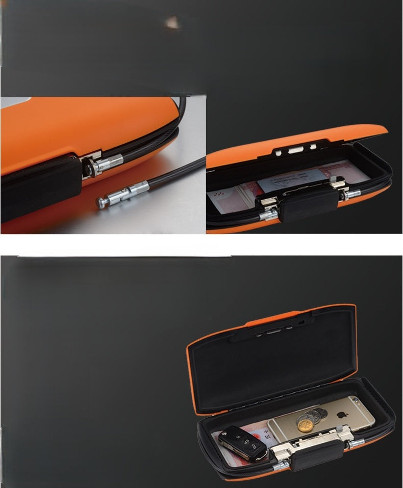 Mini cassaforte di sicurezza portatile – Scatola portaoggetti con serratura a password e cavo metallico per gioielli, carte, contanti e sicurezza del telefono in movimento 1
