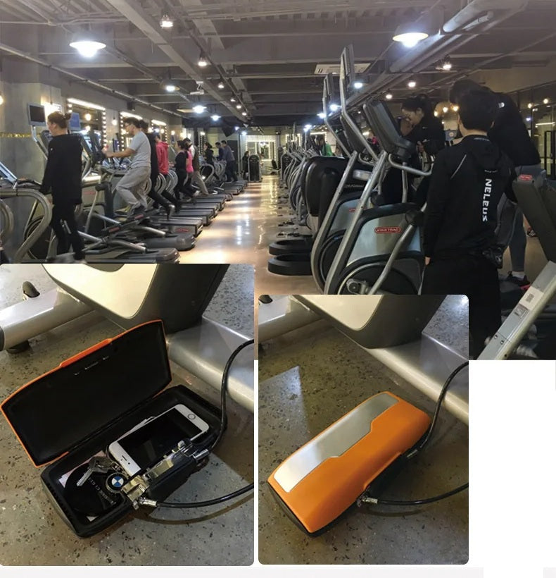 Mini cassaforte di sicurezza portatile – Scatola portaoggetti con serratura a password e cavo metallico per gioielli, carte, contanti e sicurezza del telefono in movimento 2