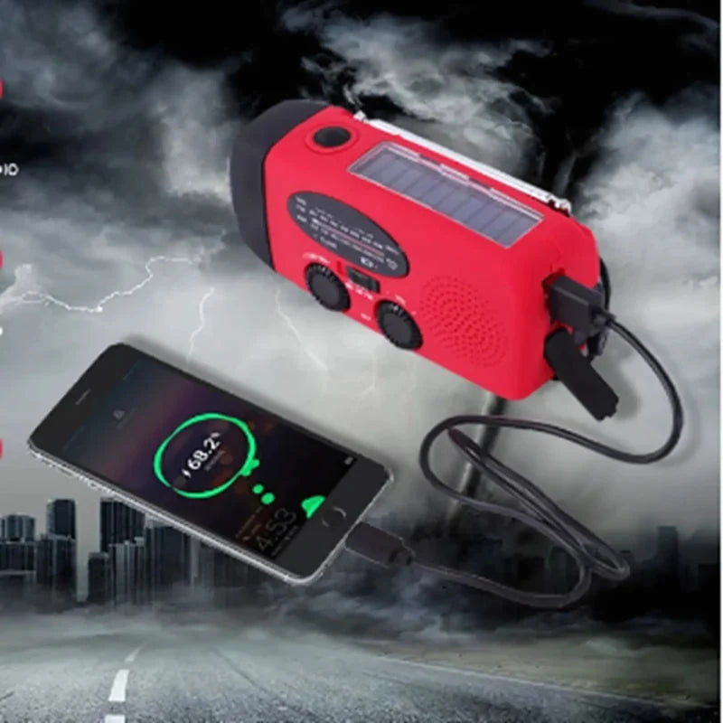 Notfallradio mit Powerbank | Kurbelradio mit Solar | USB & LED-Taschenlampe | CrankPower 5