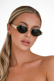 Occhiali Da Sole Donna Ovali In Metallo Con Lenti Scure - Stile Minimalista Elegante E Chic 1