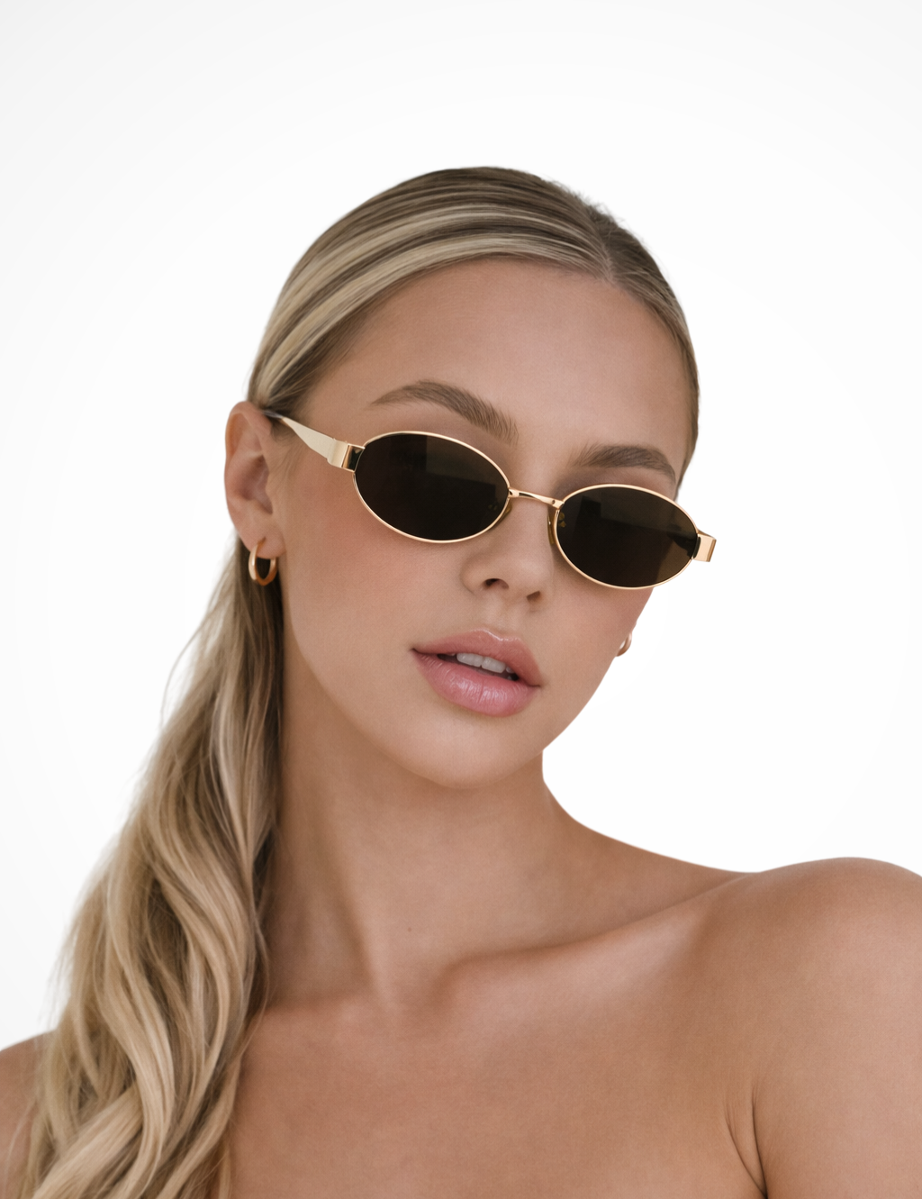 Occhiali Da Sole Donna Ovali In Metallo Con Lenti Scure - Stile Minimalista Elegante E Chic 2