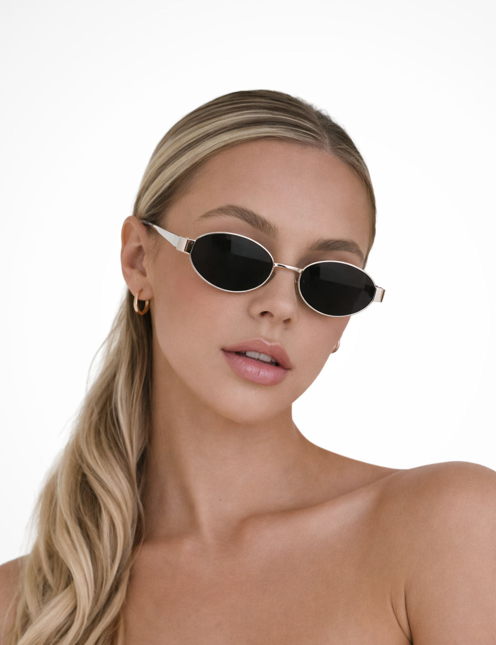 Occhiali Da Sole Donna Ovali In Metallo Con Lenti Scure - Stile Minimalista Elegante E Chic 5