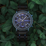 Orologio cronografo in legno blu 3