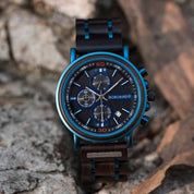 Orologio cronografo in legno blu 4