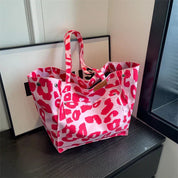 Oversized Canvas Schultertasche mit Leopardenmuster - Lila 8