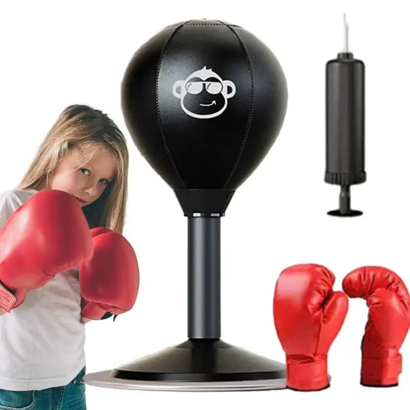 Palla da boxe da tavolo in pelle - Antistress da parete e trainer fitness per adulti e bambini, forte aspirazione per il massimo divertimento con i pugni 2