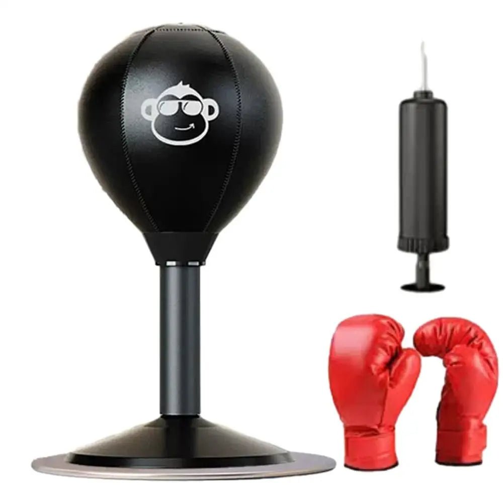 Palla da boxe da tavolo in pelle - Antistress da parete e trainer fitness per adulti e bambini, forte aspirazione per il massimo divertimento con i pugni 4