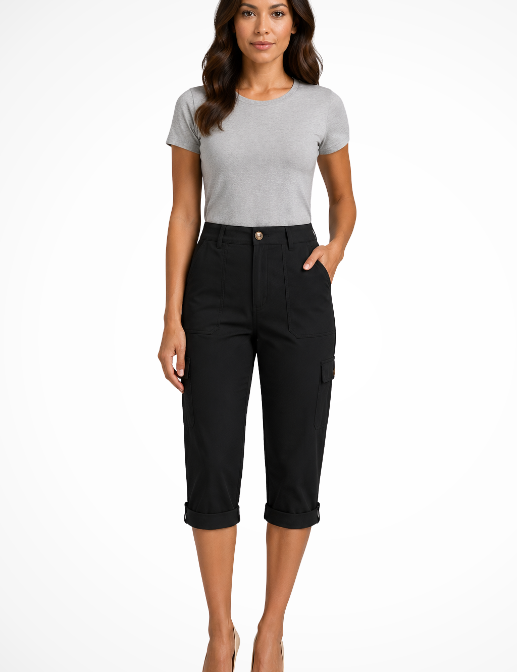 Pantaloni Cargo da Donna con Orlo Risvoltato - Stile Casual e Versatile 0
