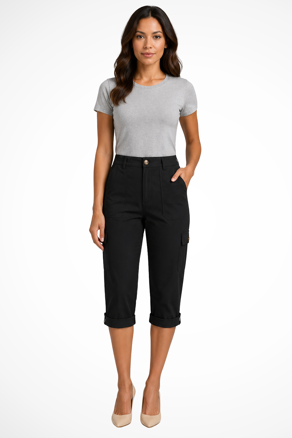 Pantaloni Cargo da Donna con Orlo Risvoltato - Stile Casual e Versatile 0