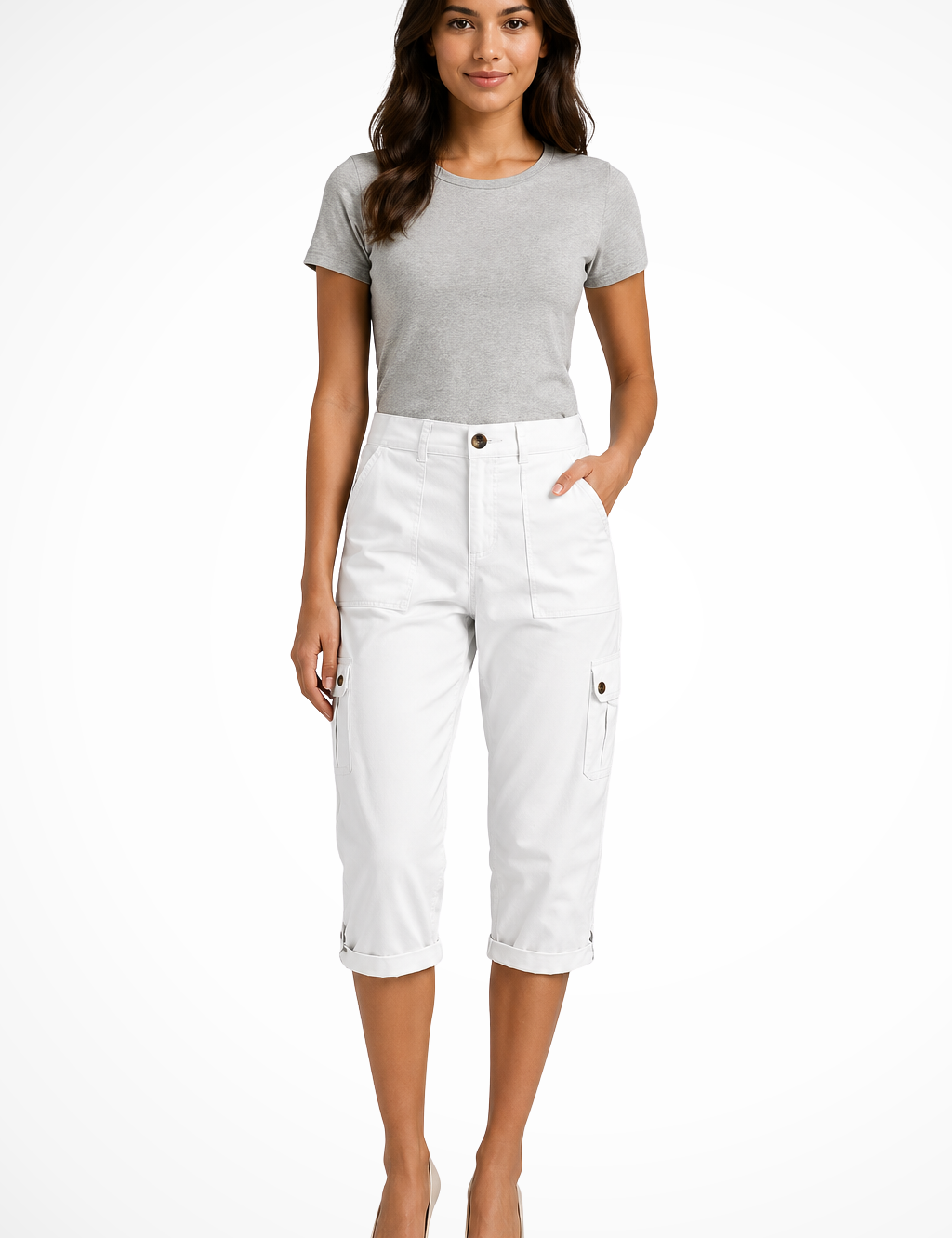 Pantaloni Cargo da Donna con Orlo Risvoltato - Stile Casual e Versatile 1