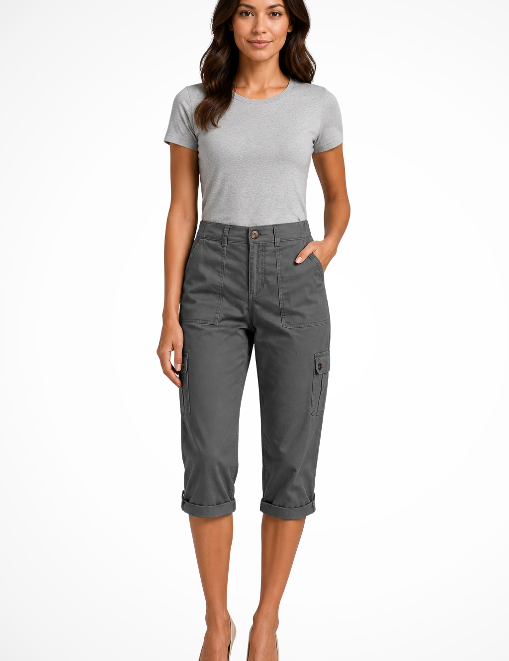 Pantaloni Cargo da Donna con Orlo Risvoltato - Stile Casual e Versatile 2