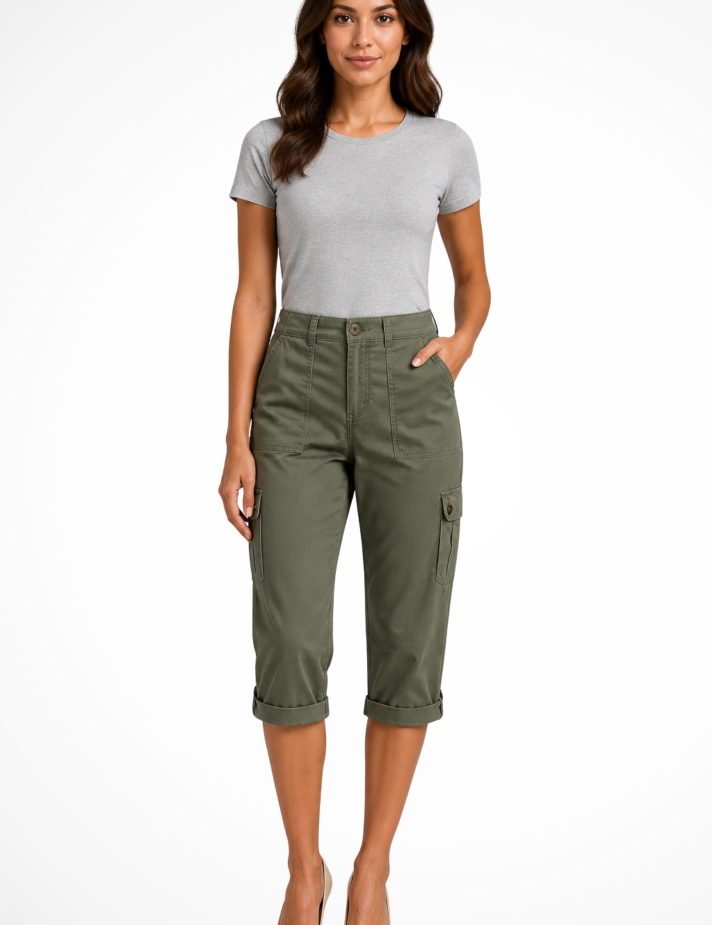 Pantaloni Cargo da Donna con Orlo Risvoltato - Stile Casual e Versatile 3
