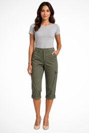 Pantaloni Cargo da Donna con Orlo Risvoltato - Stile Casual e Versatile 3